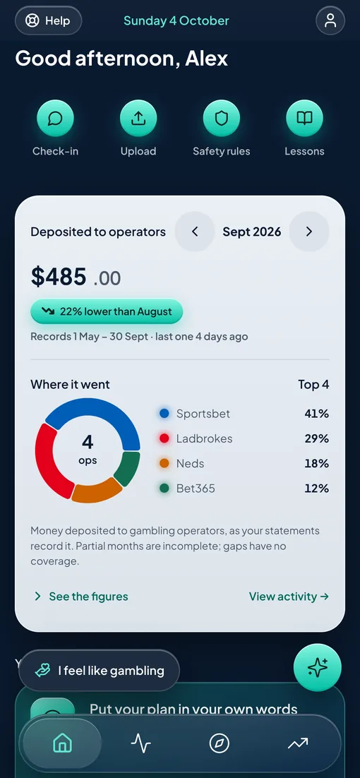 Betterself spending dashboard