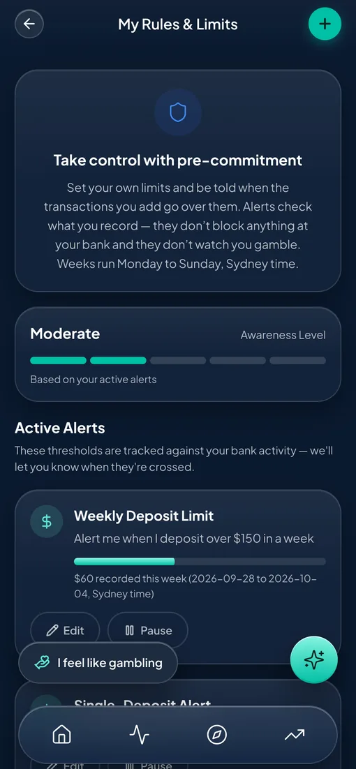 Betterself rules and limits screen